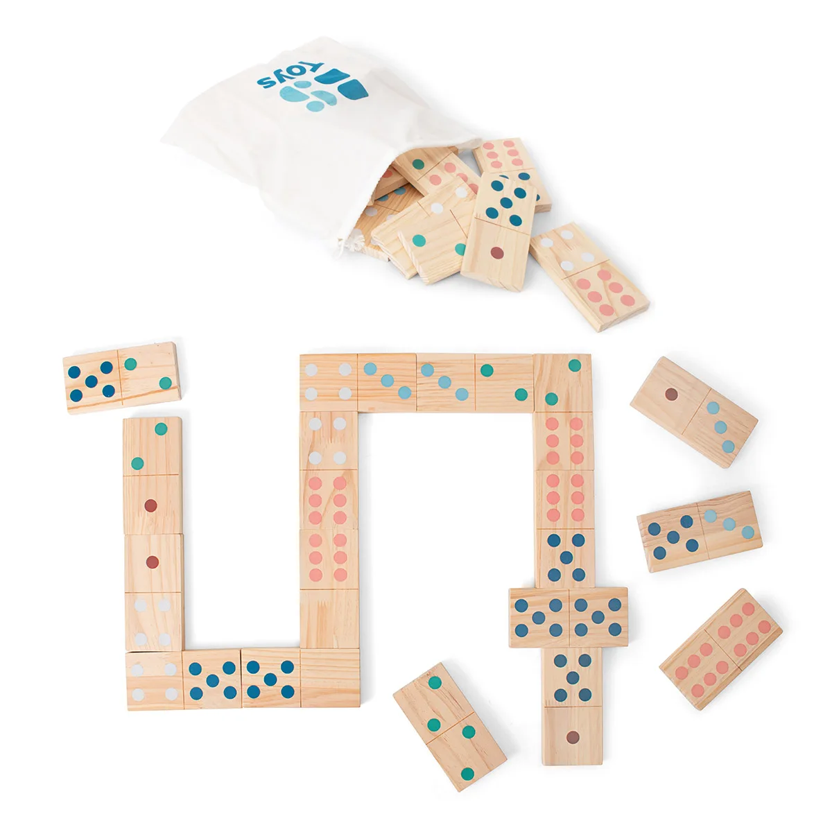 Domino din lemn, marime XXL, culoare: Multicolor, dimensiune: piesa: 16x7 cm – fotografie produs