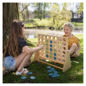 Joc gigant din lemn, Patru pe un rand, culoare: Multicolor, dimensiune: 57x22x39 cm – fotografie produs