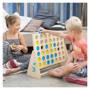 Joc gigant din lemn, Patru pe un rand, culoare: Multicolor, dimensiune: 57x22x39 cm – fotografie produs