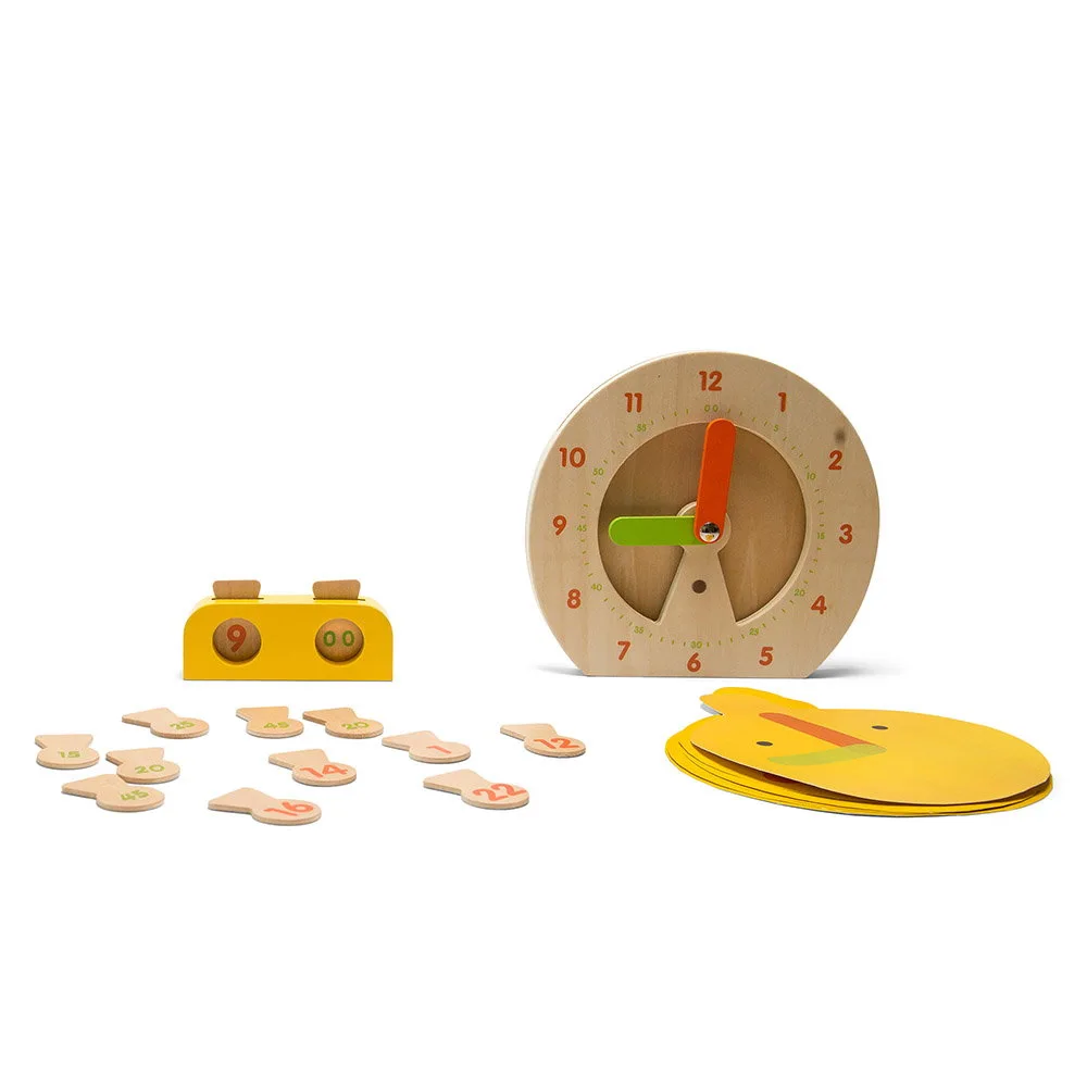 Ceas educativ din lemn, culoare: Multicolor, dimensiune: 20x2x18 cm – fotografie produs