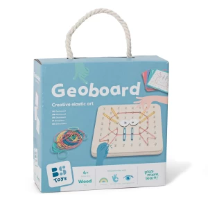 Geoboard din lemn, joc creativ cu elastice, culoare: Multicolor, dimensiune: 18x18x1 cm – fotografie produs