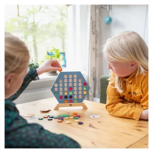 3 pe un rand, joc de strategie din lemn, culoare: Multicolor, dimensiune: 26x22x4 cm – fotografie produs