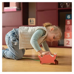 Jucarie de tras din lemn, Crab, culoare: Multicolor, dimensiune: 10x18 cm – fotografie produs