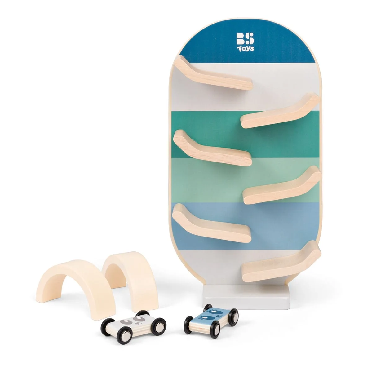 Pista de curse auto din lemn, culoare: Multicolor, dimensiune: 28x15x9 cm – fotografie produs