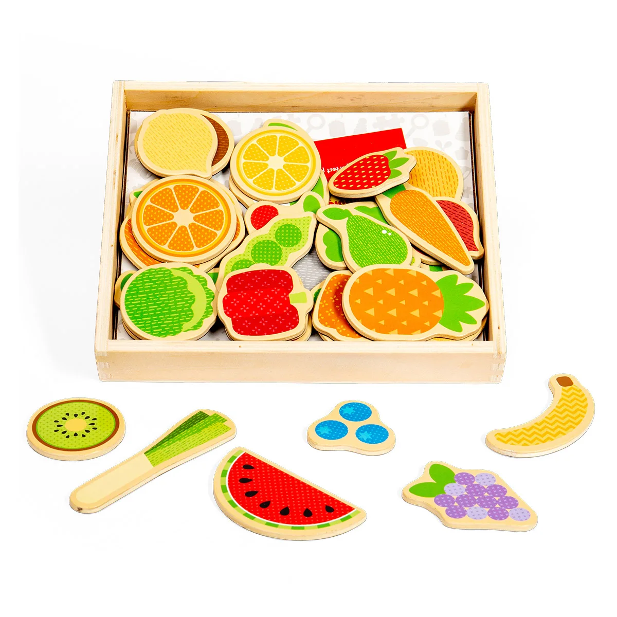 Set fructe si legume magnetice, 35 piese, BigJigs, culoare: Multicolor, dimensiune: cutie: 18x15x3 cm – fotografie produs