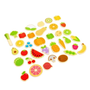 Set fructe si legume magnetice, 35 piese, BigJigs, culoare: Multicolor, dimensiune: cutie: 18x15x3 cm – fotografie produs