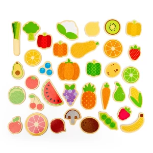Set fructe si legume magnetice, 35 piese, BigJigs, culoare: Multicolor, dimensiune: cutie: 18x15x3 cm – fotografie produs