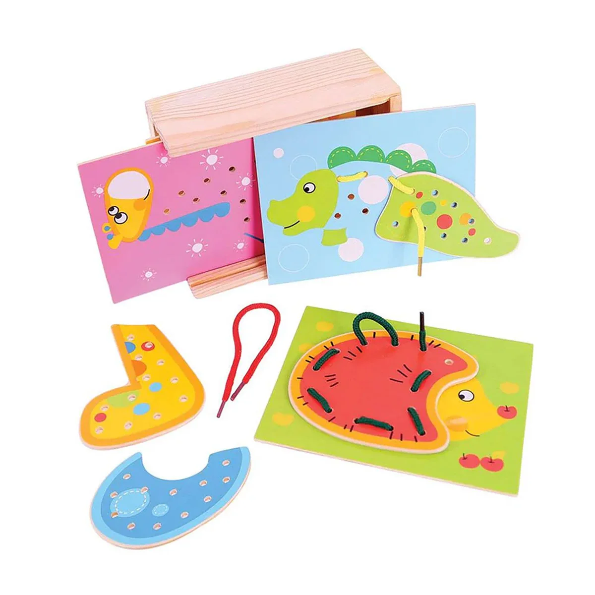 Joc de insiretat Animale, BigJigs Toys, dimensiune: 15x12x6 cm – fotografie produs