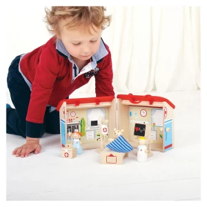 Spitalul veterinar set din lemn cu accesorii, dimensiune: cutie: 23x21x19 cm – fotografie produs