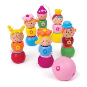 Set popice din lemn, Zane, culoare: Multicolor, dimensiune: 8,5x3 (popice) cm – fotografie produs