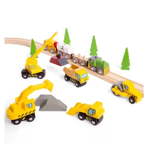 Utilaje constructii din lemn, set cu 5 piese, dimensiune: cutie: 29x18x6 cm – fotografie produs