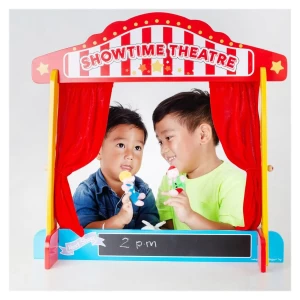 Teatru de papusi din lemn, culoare: Multicolor, dimensiune: 64x65x23 cm – fotografie produs