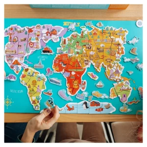 Puzzle magnetic, Harta lumii, culoare: Multicolor, dimensiune: 56x36 cm – fotografie produs