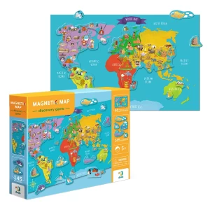 Puzzle magnetic, Harta lumii, culoare: Multicolor, dimensiune: 56x36 cm – fotografie produs