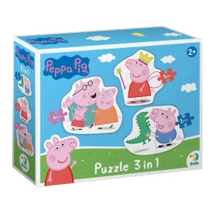 Puzzle Peppa Pig, 3 in 1, culoare: Multicolor, dimensiune: 18x20 cm – fotografie produs