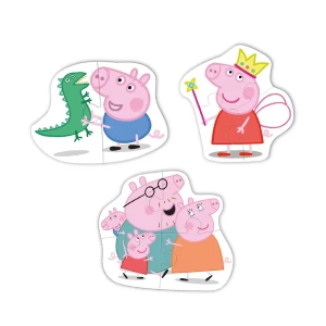 Puzzle Peppa Pig, 3 in 1, culoare: Multicolor, dimensiune: 18x20 cm – fotografie produs