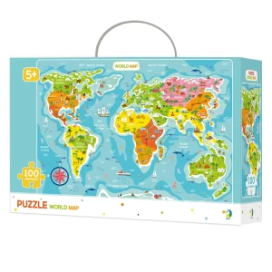 Puzzle Harta Lumii, 100 piese, culoare: Multicolor, dimensiune: 64x46 cm – fotografie produs
