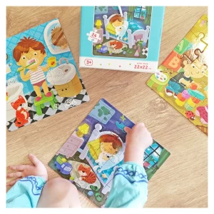 Rutina mea zilnica, puzzle 4 in 1, culoare: Multicolor, dimensiune: 22x22 cm – fotografie produs