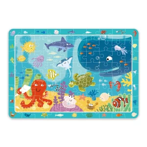 Puzzle de observare, Animale marine, 80 piese, culoare: Multicolor, dimensiune: 41x31 cm – fotografie produs