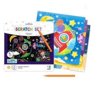 Set creativ de razuit, Spatiul Cosmic, culoare: Multicolor, dimensiune: 29x21 cm – fotografie produs