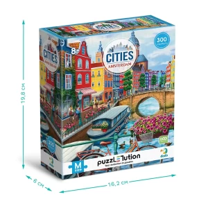 Puzzle orase, Amsterdam, 300 piese, culoare: Multicolor, dimensiune: 39x28 cm – fotografie produs