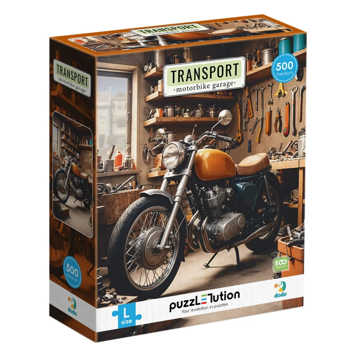 Puzzle Motorbike Garage, 500 piese, culoare: Multicolor, dimensiune: 33x47 cm – fotografie produs