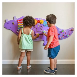 Jucarie de perete cu activitati, Dinozaur, culoare: Multicolor, dimensiune: 140x58x20 cm – fotografie produs
