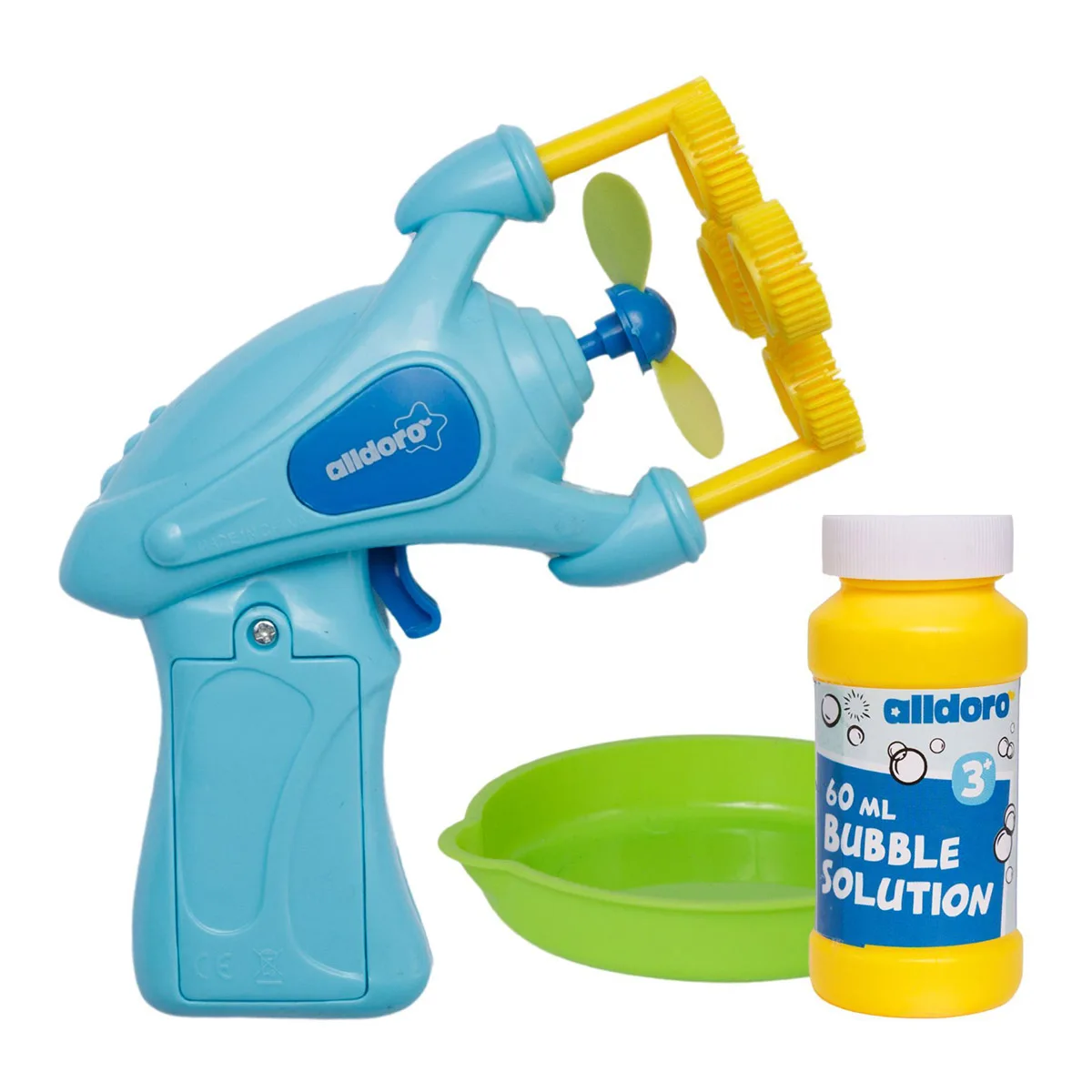 Pistol de baloane de săpun cu elice, culoare: Multicolor, dimensiune: 17x14x7 cm – fotografie produs