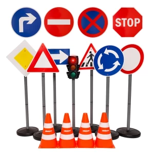 Educatie rutieră, set cu semafor si indicatoare XXL, culoare: Multicolor, dimensiune: 45x30x22 cm – fotografie produs