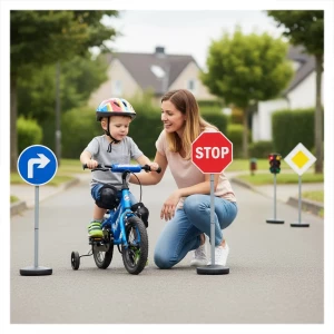 Educatie rutieră, set cu semafor si indicatoare XXL, culoare: Multicolor, dimensiune: 45x30x22 cm – fotografie produs