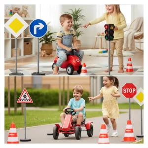 Educatie rutieră, set cu semafor si indicatoare XXL, culoare: Multicolor, dimensiune: 45x30x22 cm – fotografie produs