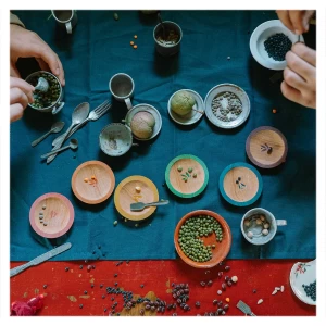 Farfurii, set 6 piese, Grapat, culoare: Multicolor, dimensiune: 6 cm cm – fotografie produs