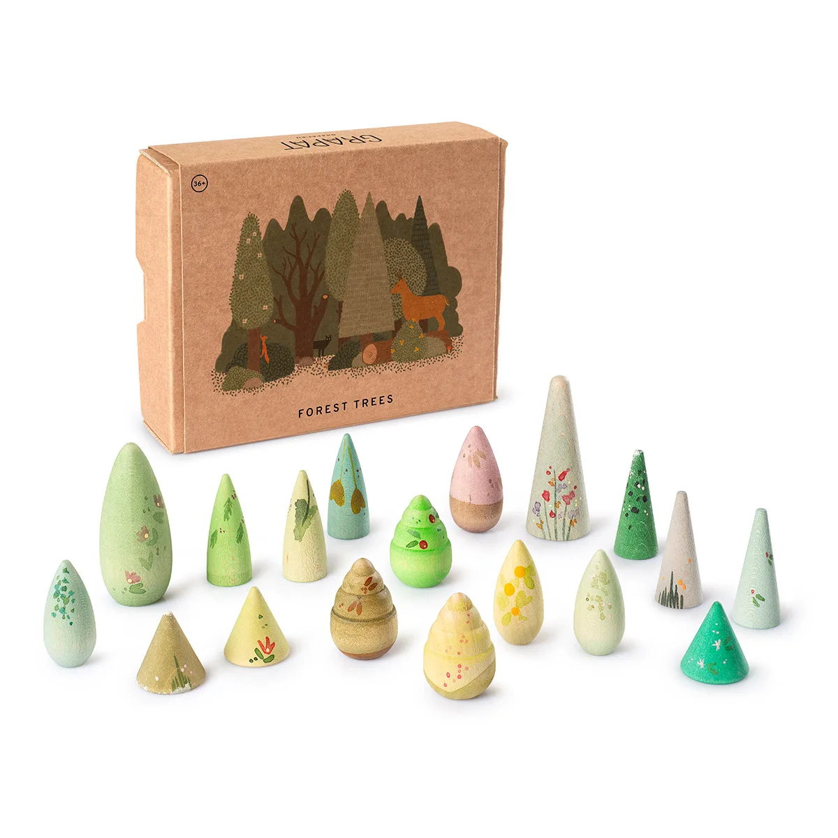 Forest Tree, set 18 copaci, Grapat, culoare: Multicolor, dimensiune: 3-7 cm – fotografie produs