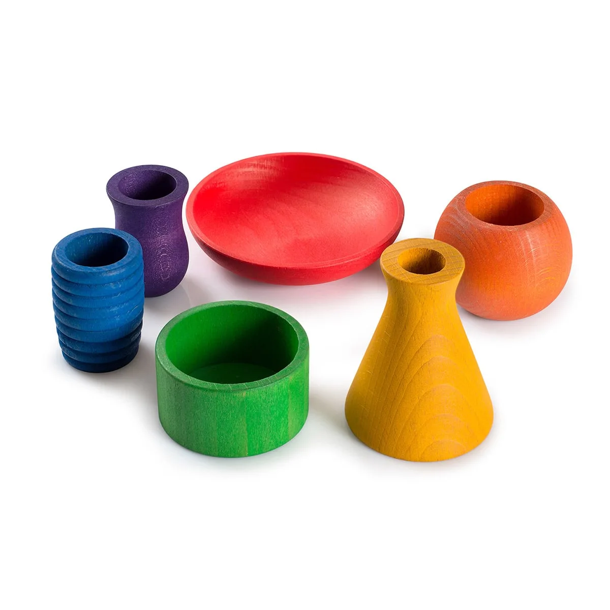 Grapat Pots, set cu 6 vase din lemn, culoare: Multicolor, dimensiune: 17x13x11 cm – fotografie produs