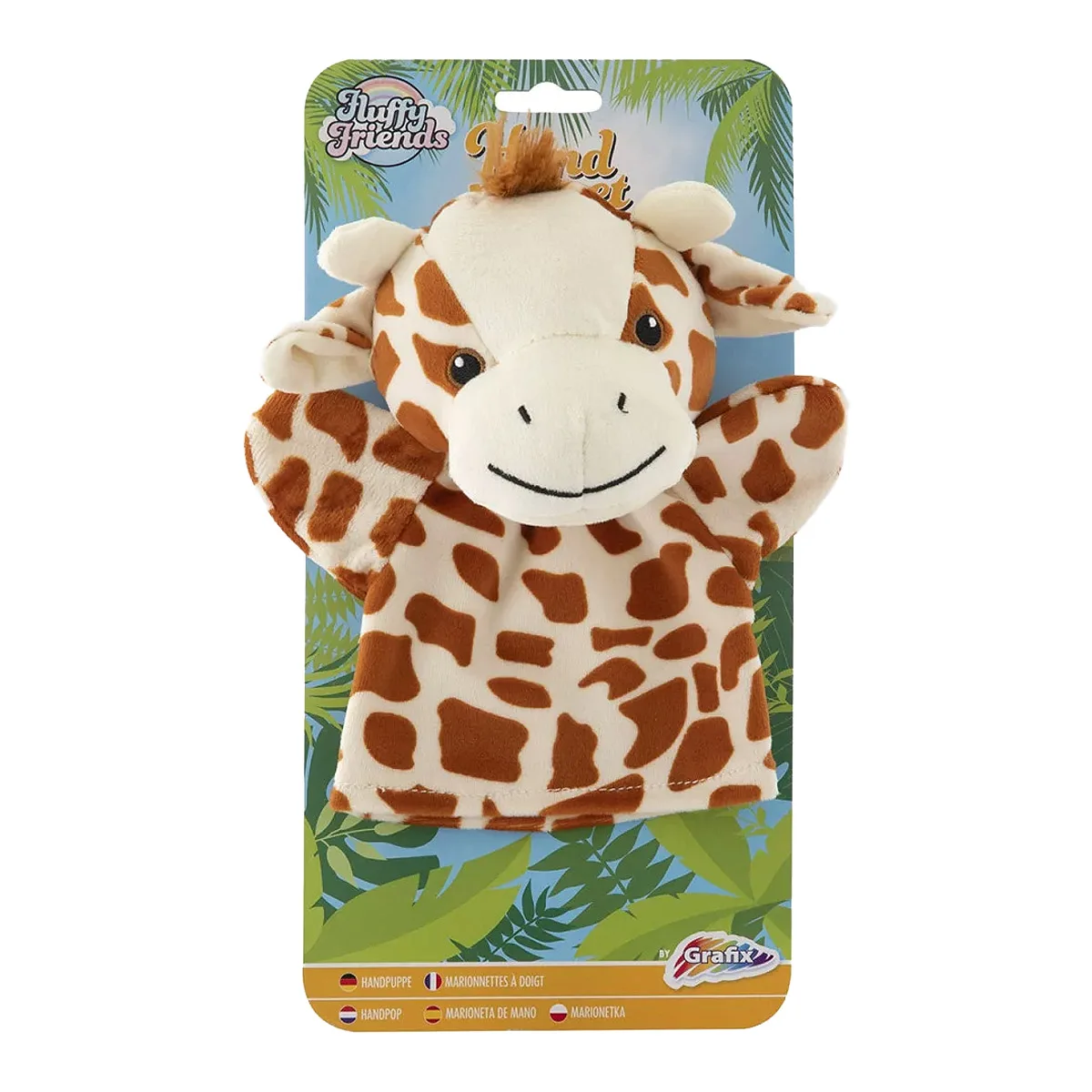 Papusa de mana, Girafa, culoare: Multicolor, dimensiune: 20x20x9 cm – fotografie produs