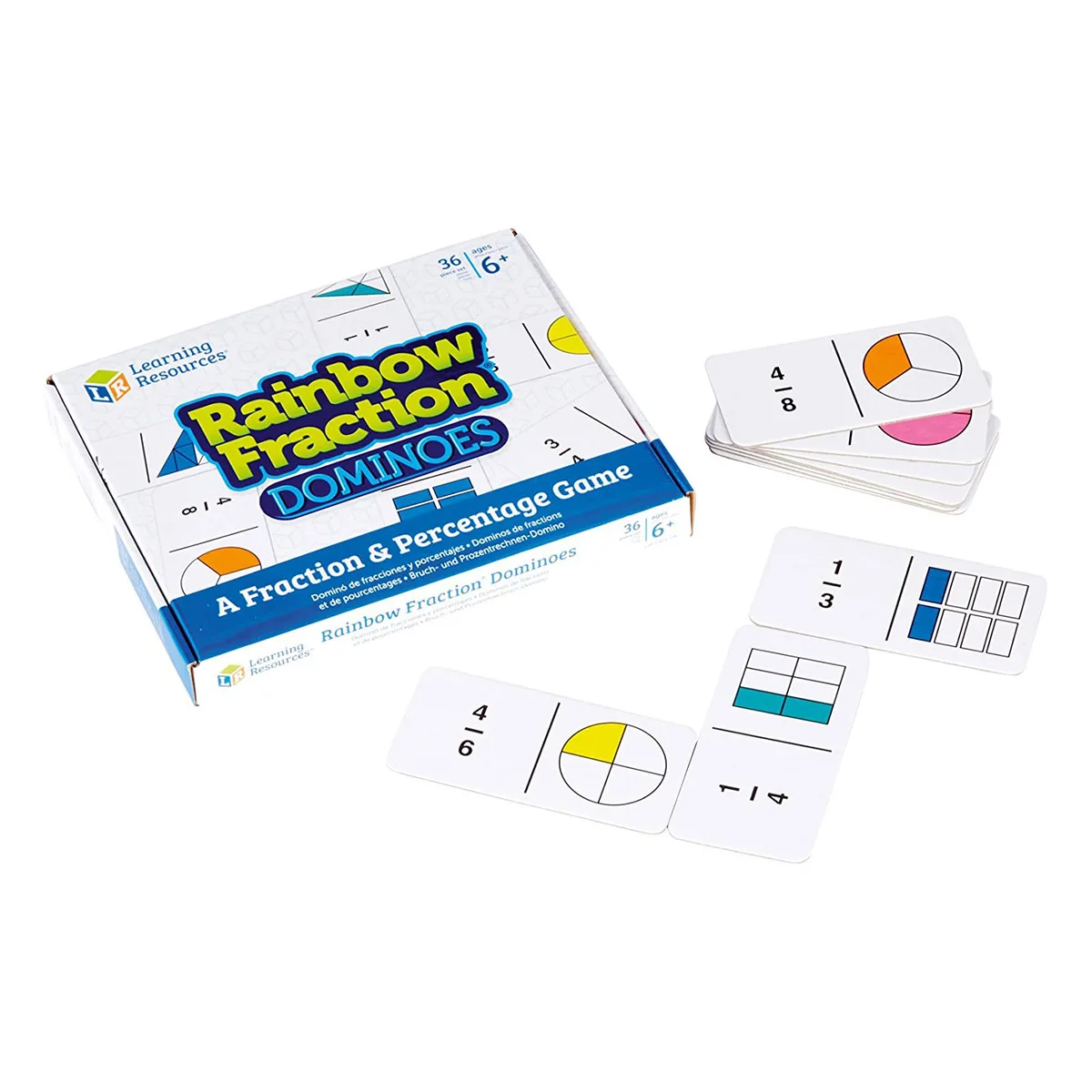 Domino matematic, jocul fractiilor, culoare: Multicolor, dimensiune: 22x18x3 cm – fotografie produs